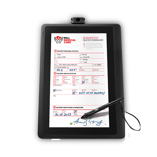 A picture of a Wacom DTK-1660E signature pad